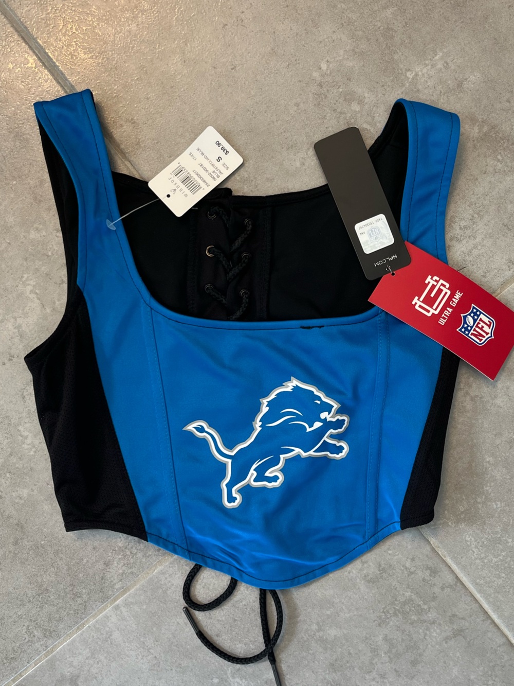 Detroit lions crop corset top. Size small. NWT.